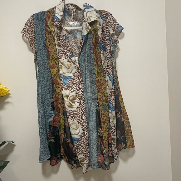 New with tag Free People NWT Size XS Toni Printed Mini/ Tunic mini dress - Picture 8 of 11